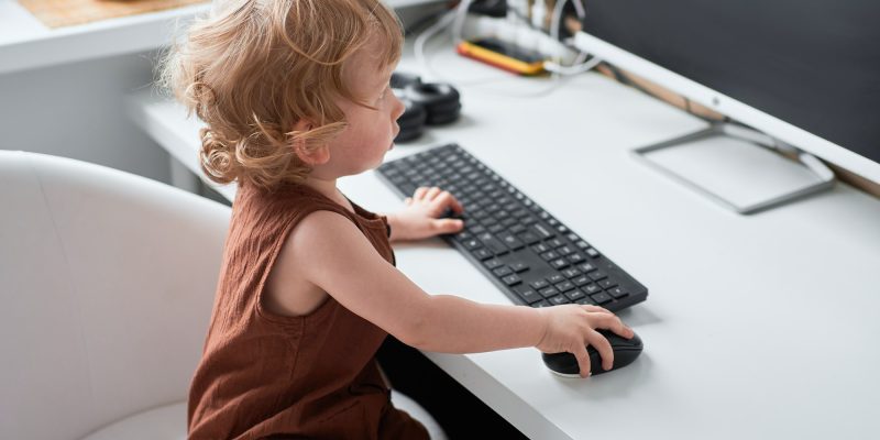Little toddler using pc